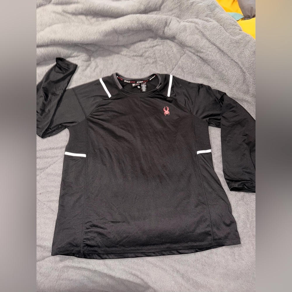 Spyder Active Men's Black and White Long Sleeve Tee Shirt crew neck size Large